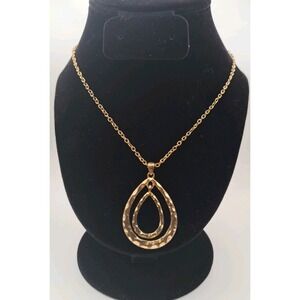 Teardrop 3  Drops Necklace Gold Tone Chain Lobster Clasp Adjustable 24 Inch